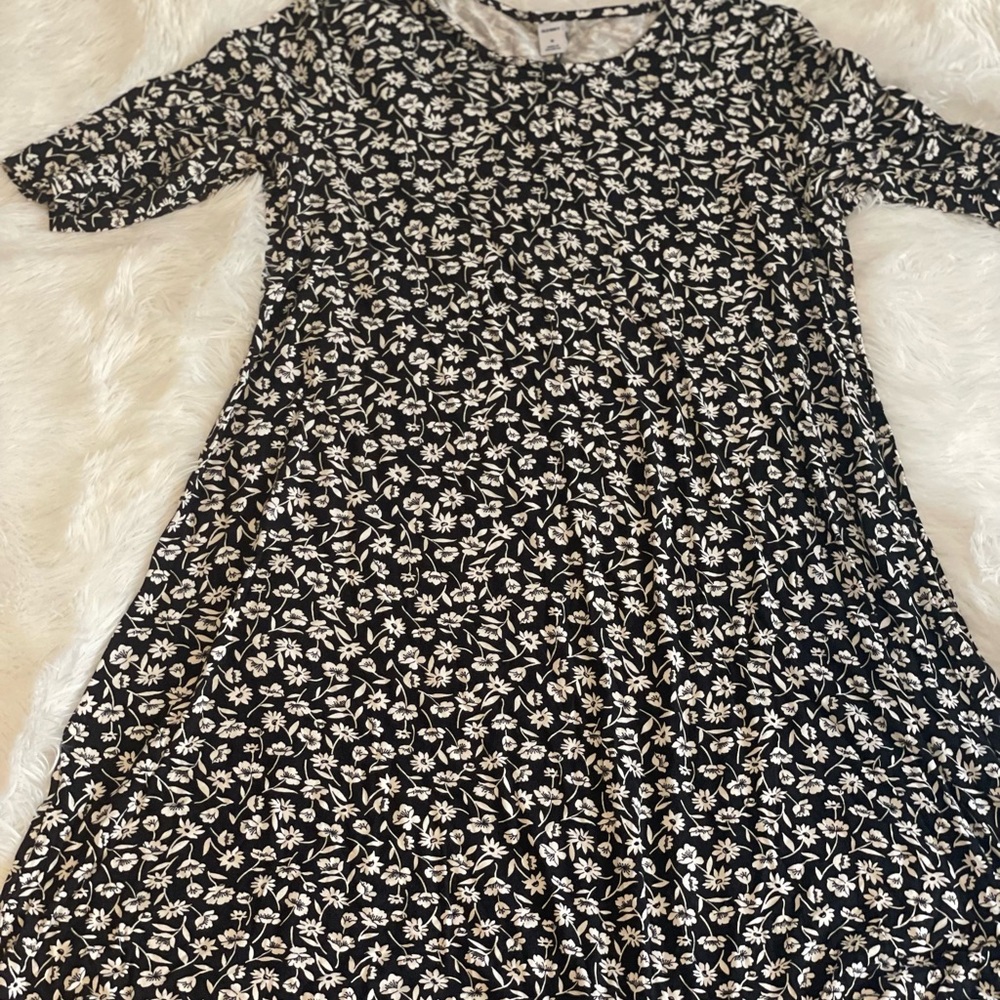 Floral Black and White Dress